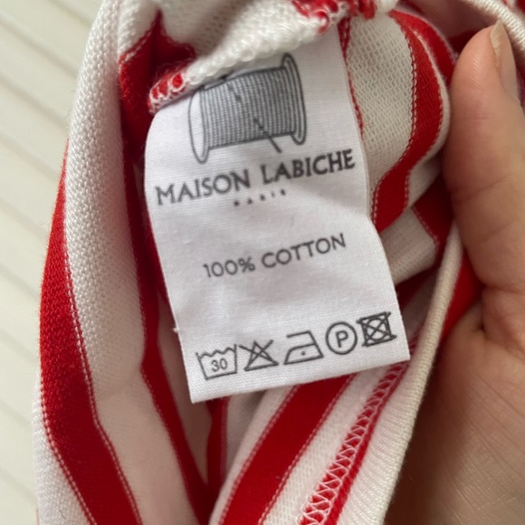 Red and white striped tshirt with embroidery size XS - Picture 3 of 4